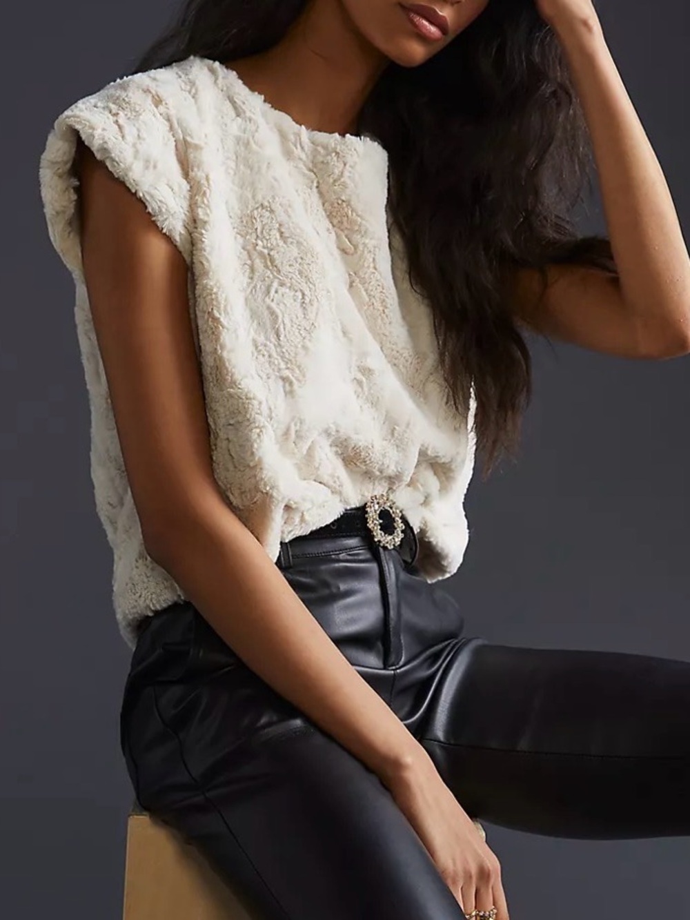 Anthropologie Faux Fur Top, size S